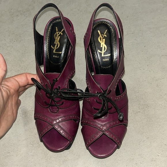 Authentic YSL Tribute Cut-Out Laces Purple 38 1/2 - Picture 8 of 12